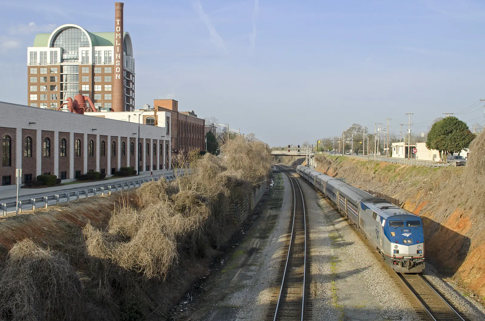 Amtrak's Carolinian pulls into the High Point station on West High Avenue downtown.
