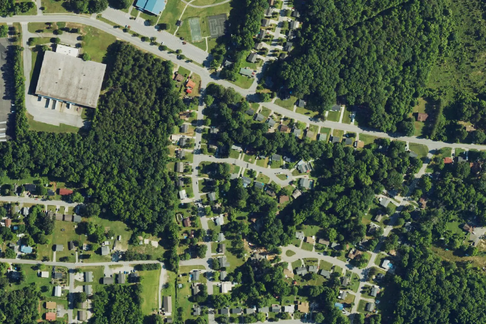 Homes and streets around East Springfield Road in the Allen Jay area of south High Point, seen from the air