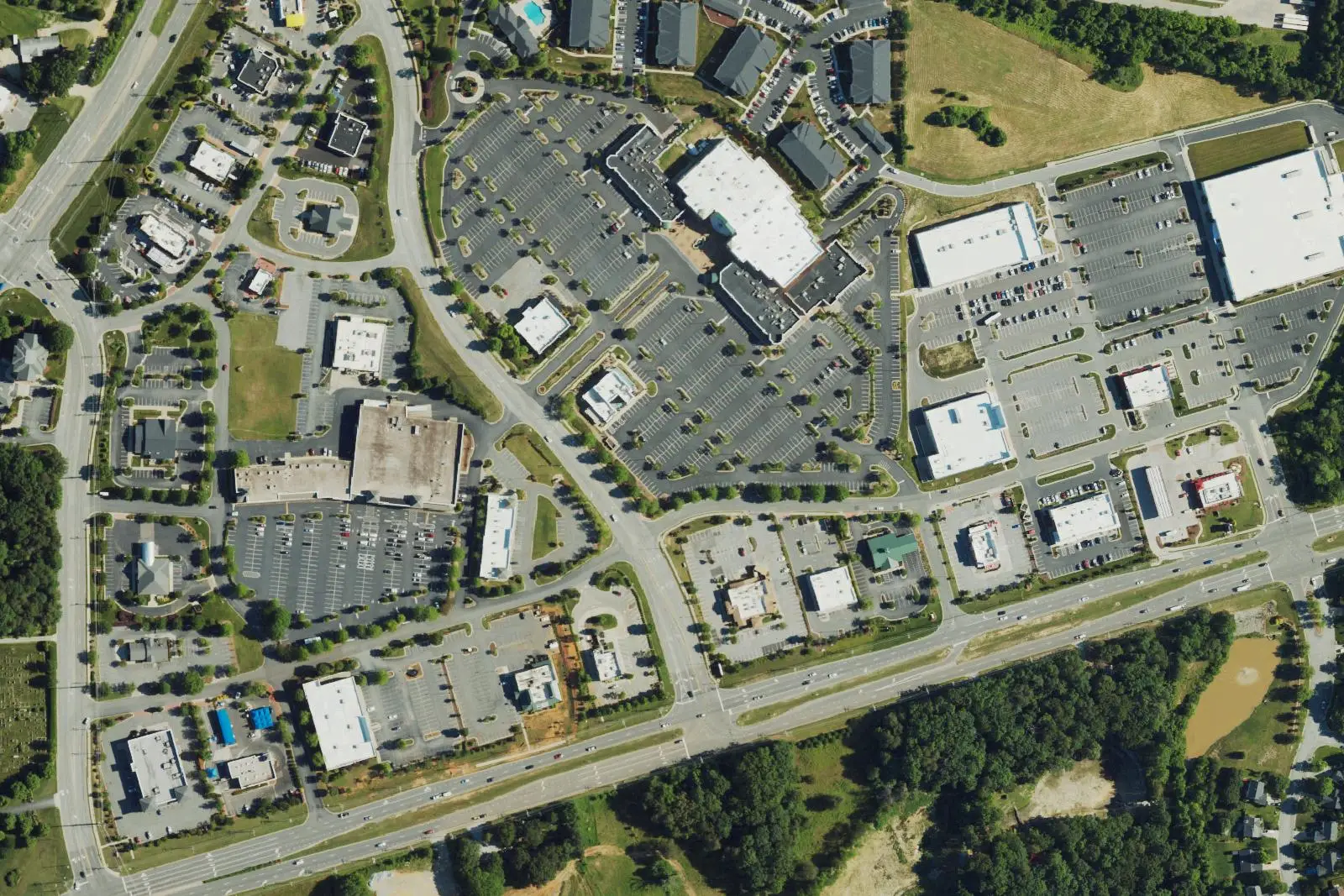 The Palladium shopping district and NC 68 in north High Point, seen from the air