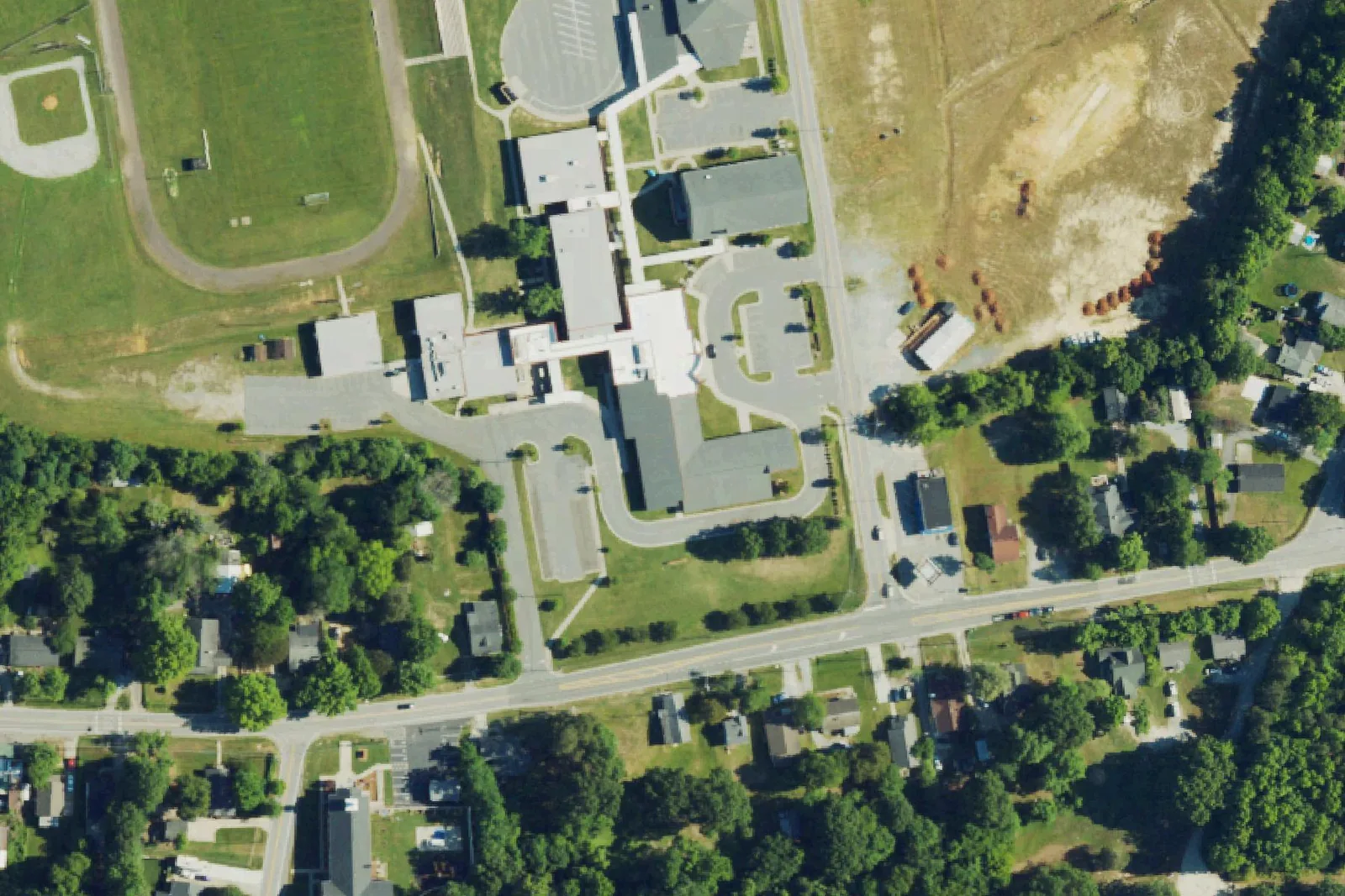 Allen Jay Preparatory Academy on East Fairfield Road in High Point, seen from the air