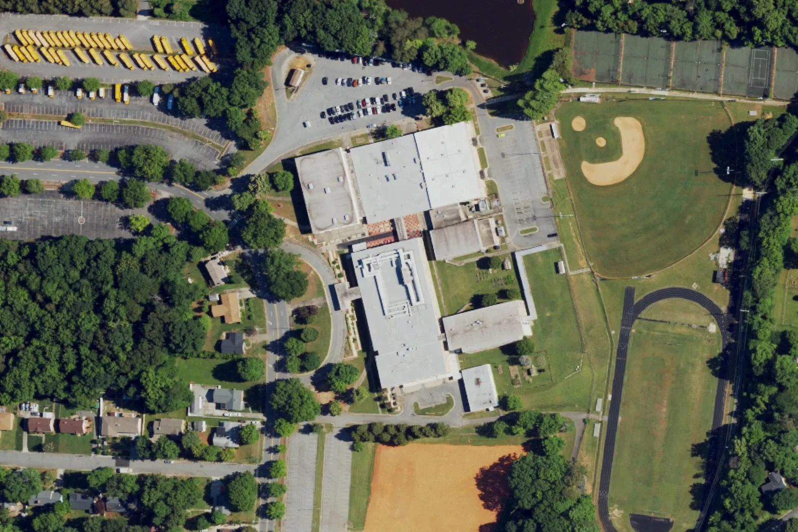 T. Wingate Andrews High on McGuinn Drive in High Point, seen from the air