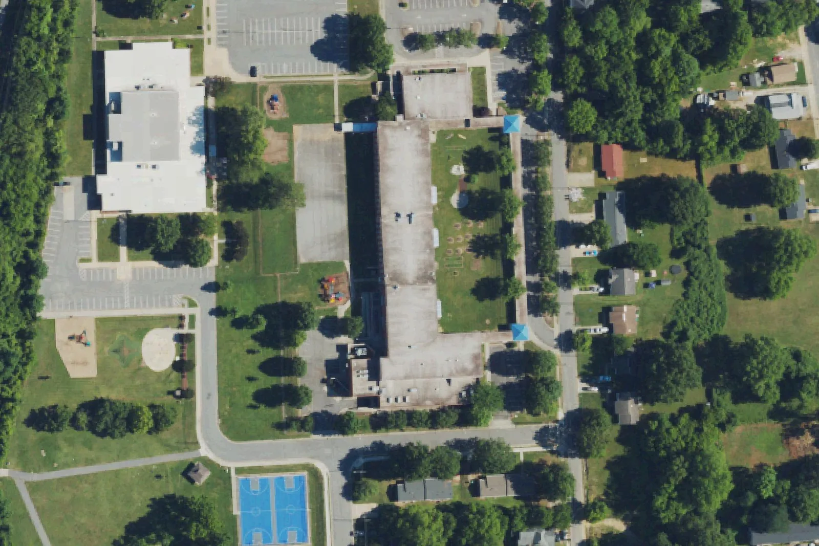 Fairview Elementary on Fairview Street in High Point, seen from the air