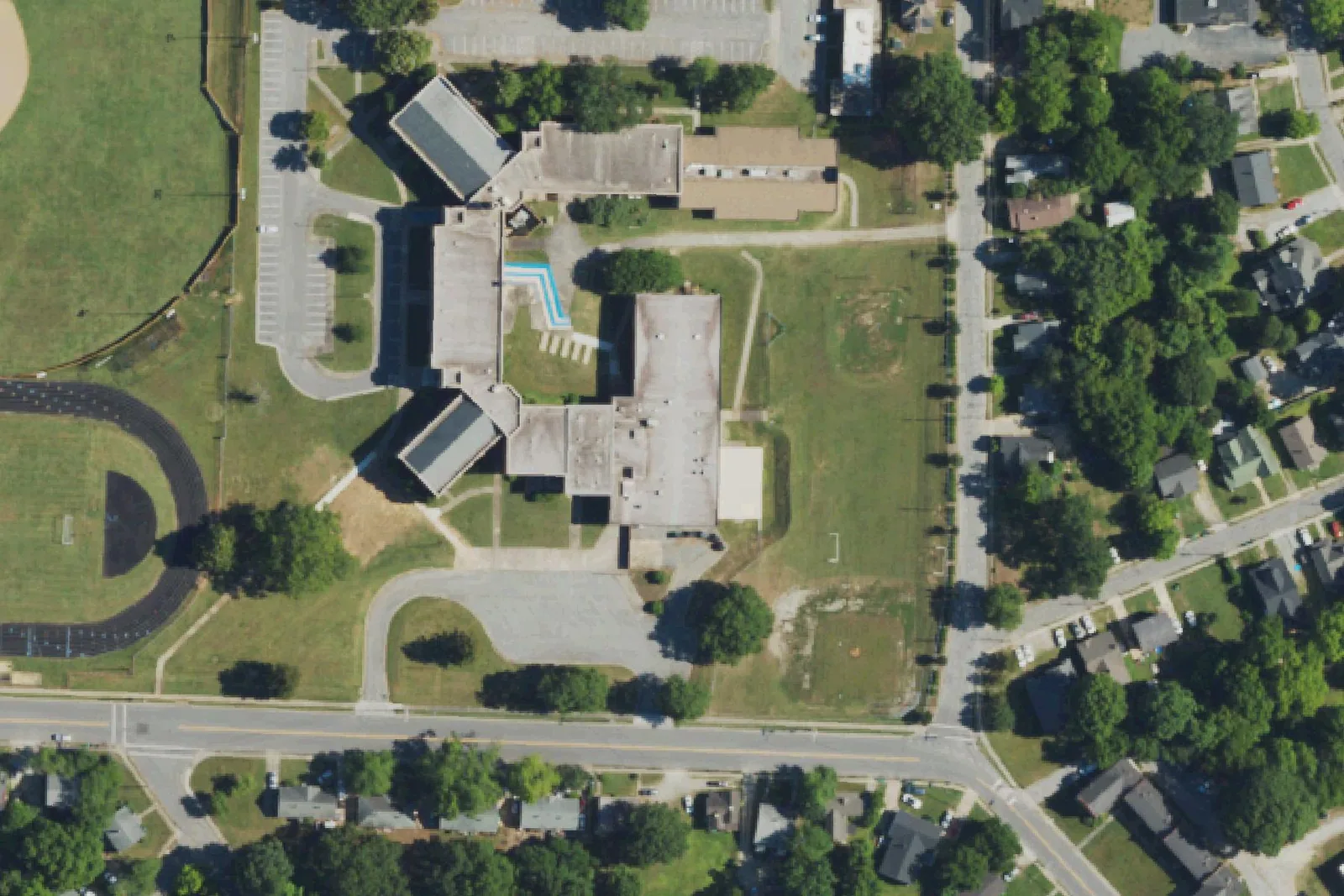 Ferndale Middle on Ferndale Boulevard in High Point, seen from the air