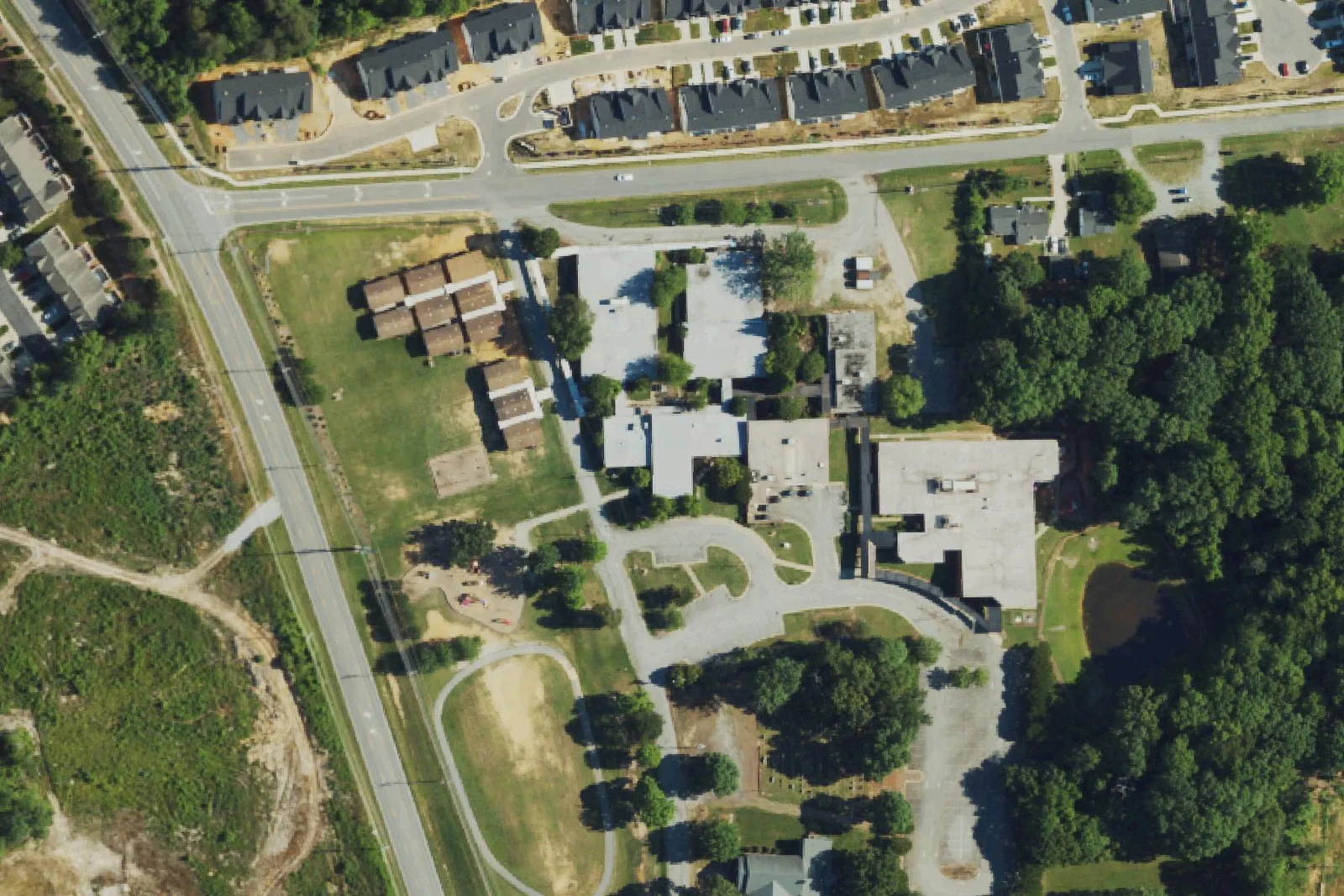 Florence Elementary on Florence School Road in High Point, seen from the air