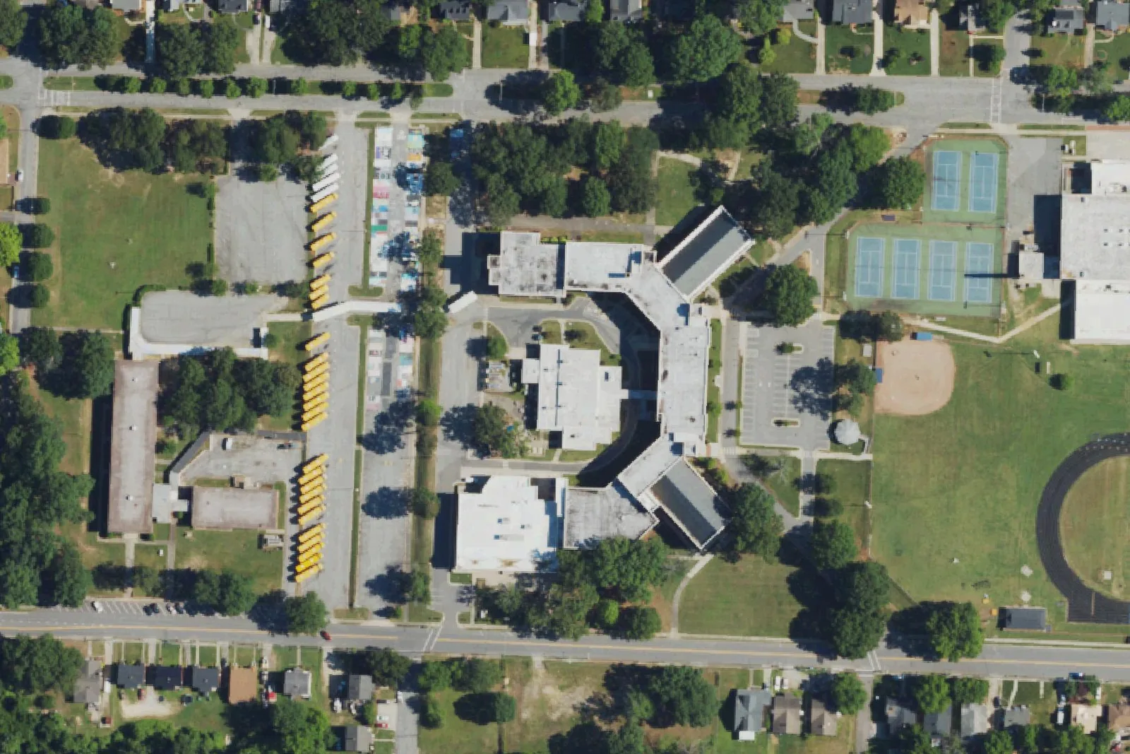High Point Central High on Ferndale Boulevard in High Point, seen from the air
