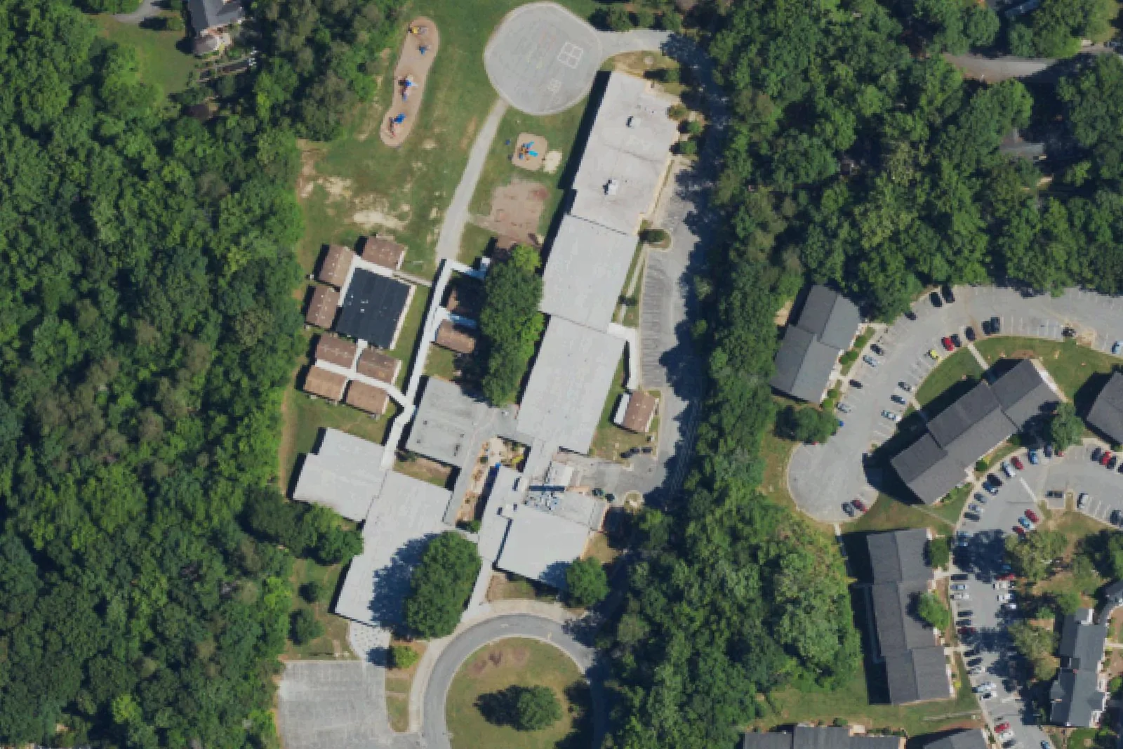 Northwood Elementary on West Lexington Avenue in High Point, seen from the air
