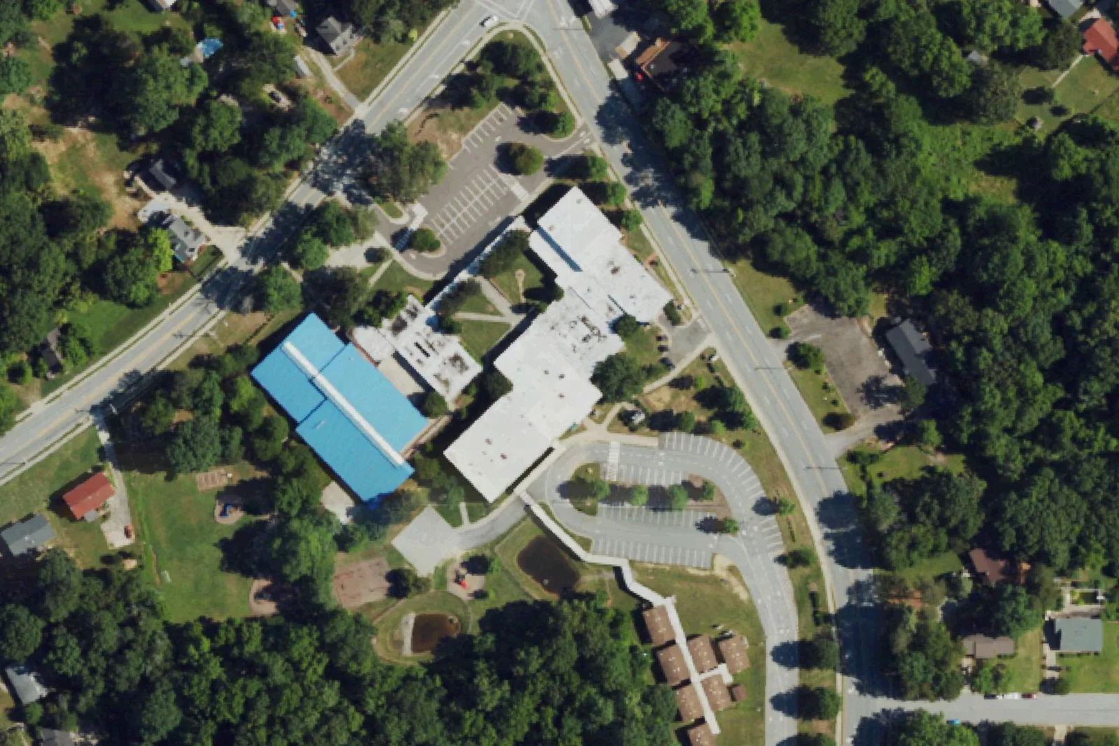 Oak View Elementary on Oakview Road in High Point, seen from the air