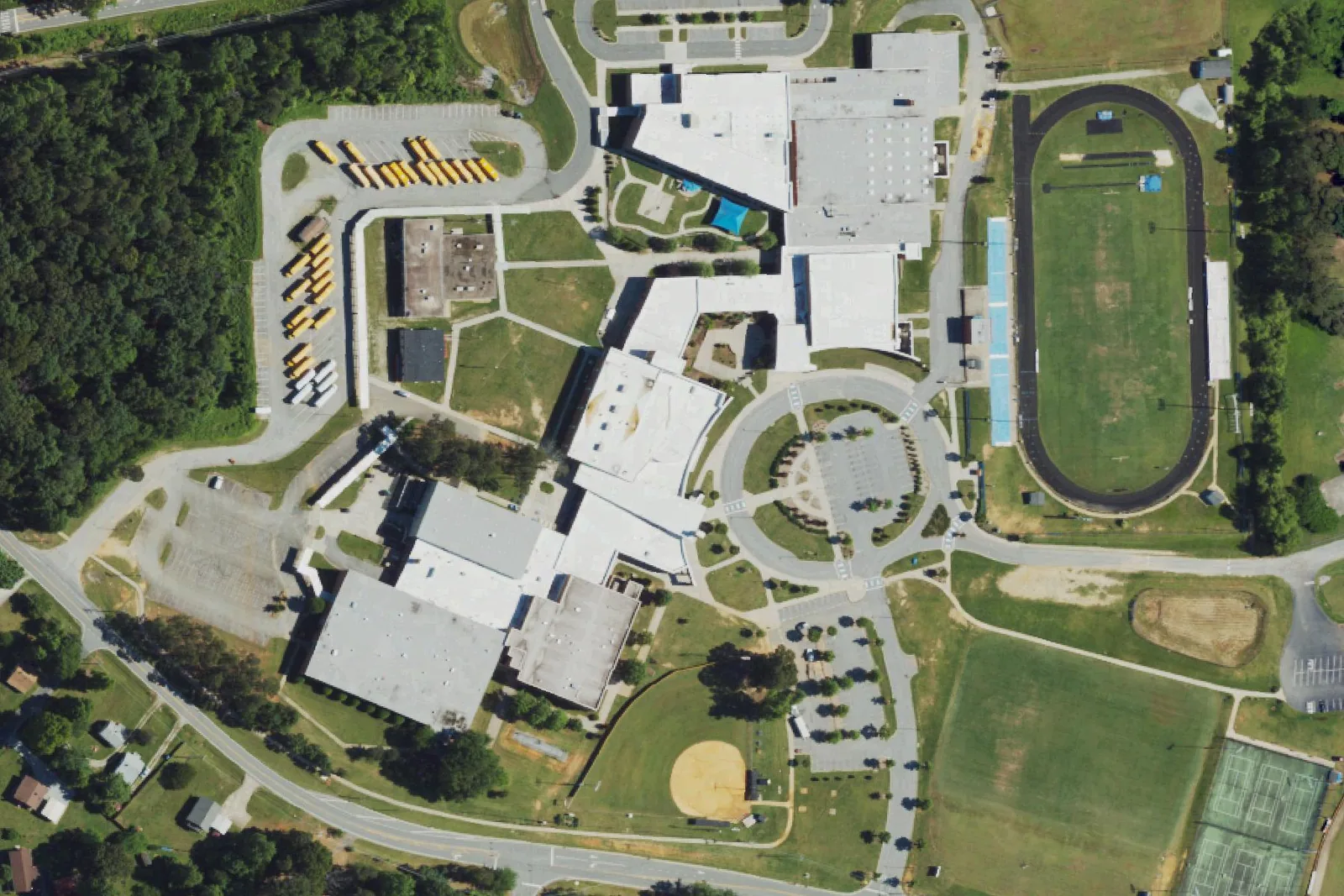 Ragsdale High on Lucy Ragsdale Drive in Jamestown, seen from the air