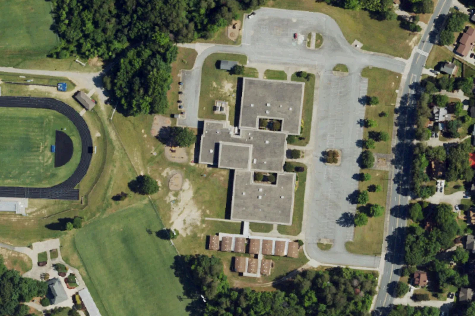 Shadybrook Elementary on Shadybrook Road in High Point, seen from the air