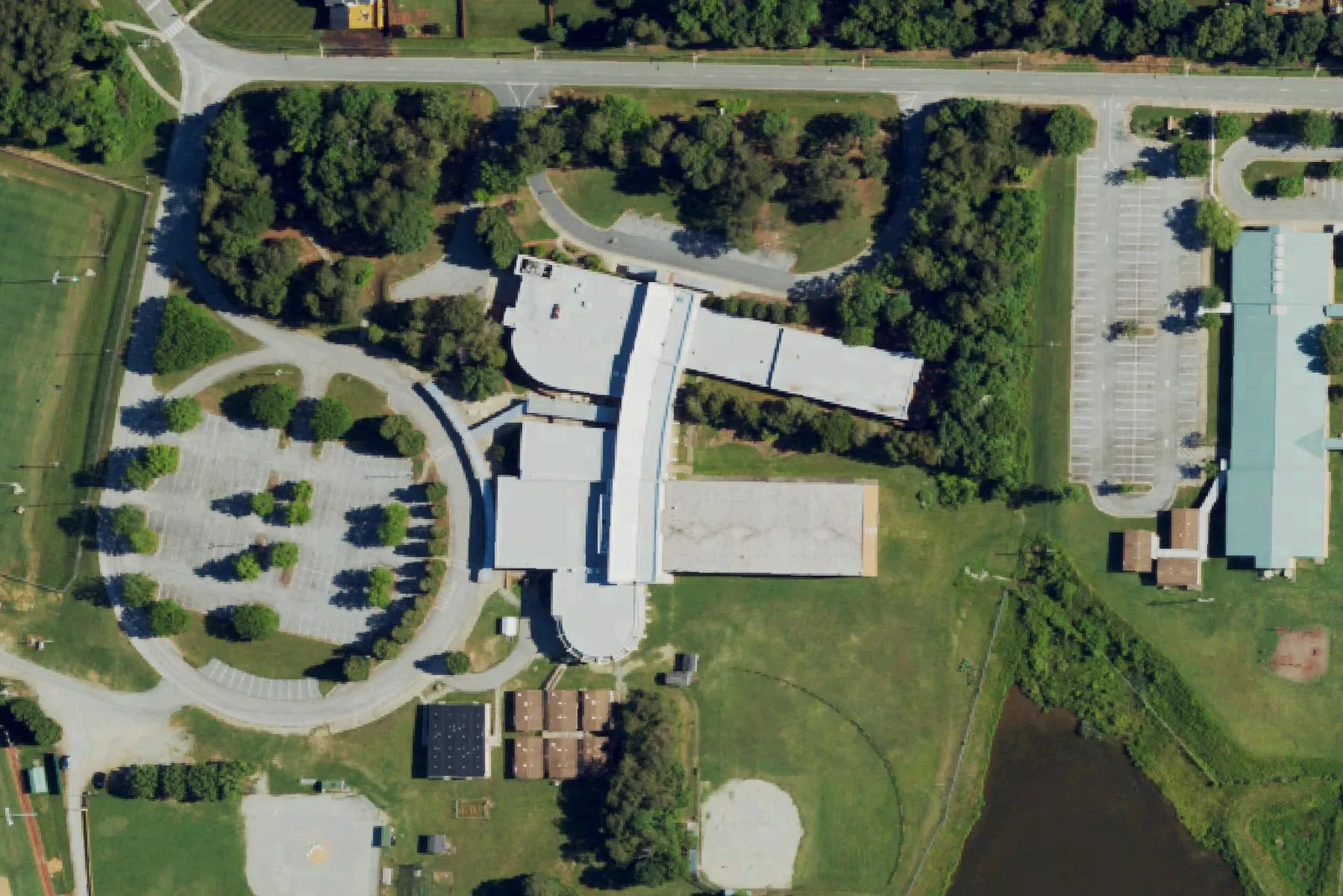 Southwest Guilford Middle on Southwest School Road in High Point, seen from the air