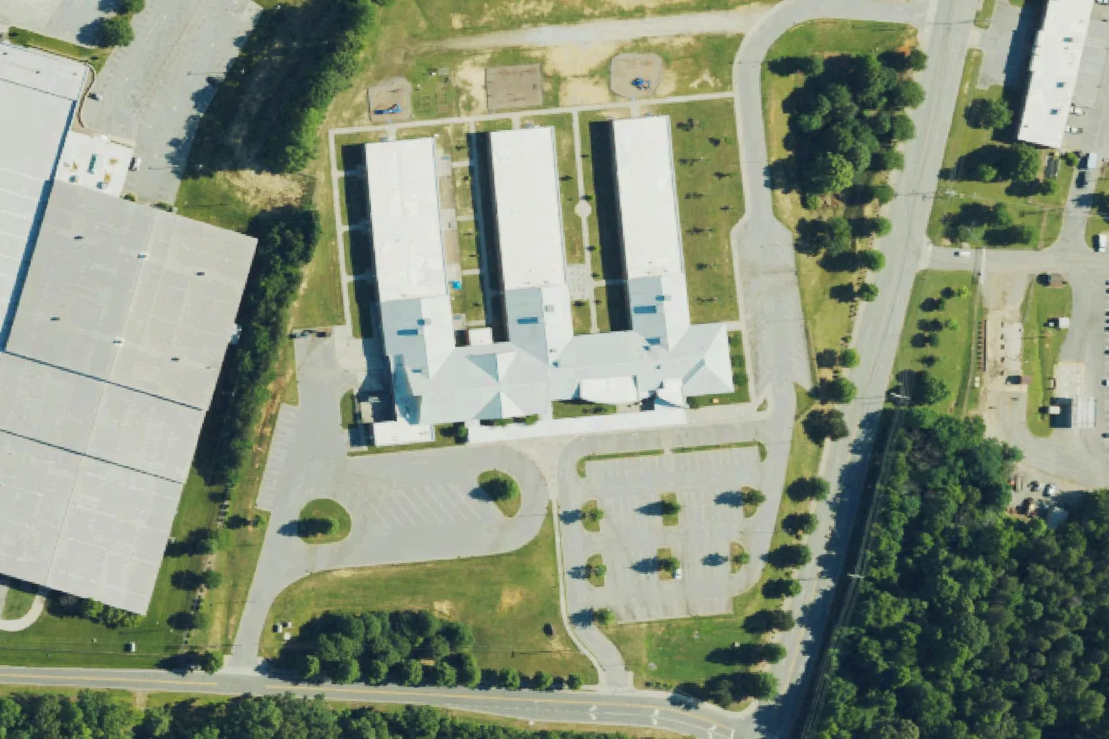 Union Hill Elementary on Triangle Lake Road in High Point, seen from the air
