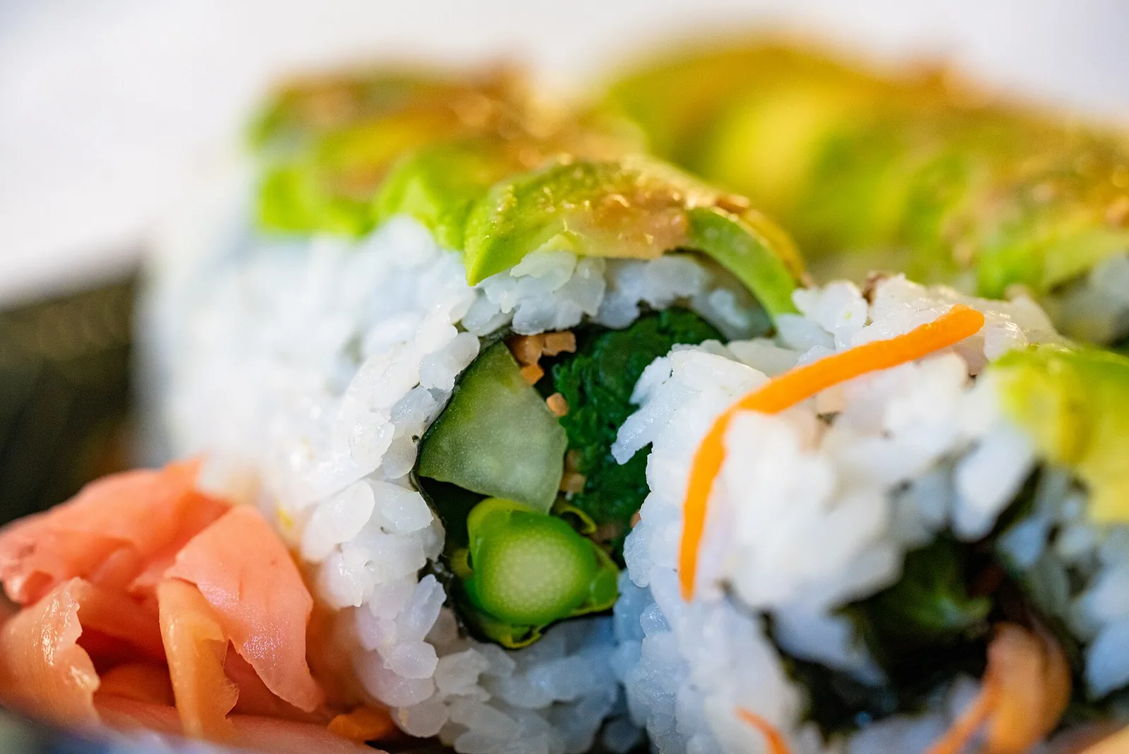 Sushi rolls on a plate. The photo was not taken in High Point.